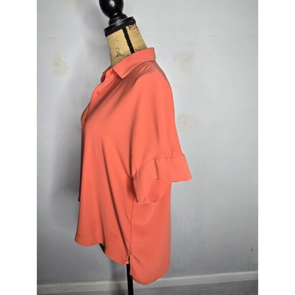 Rachel Zoe Orange Boxy Loose Button Down Shirt - Picture 3 of 11